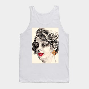 woman with golden earring and red lips Tank Top